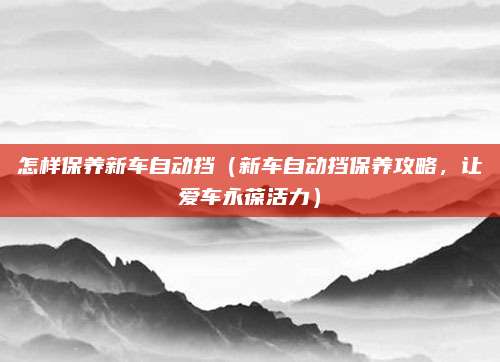 怎样保养新车自动挡(新车自动挡保养攻略,让爱车永葆活力)