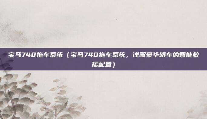 宝马740拖车系统(宝马740拖车系统,详解豪华轿车的智能救援配置)