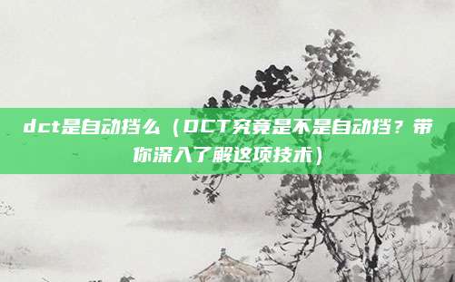 dct是自动挡么（DCT究竟是不是自动挡？带你深入了解这项技术）