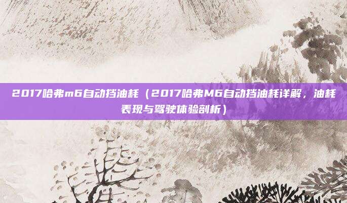 2017哈弗m6自动挡油耗(2017哈弗M6自动挡油耗详解,油耗表现与驾驶体验剖析)