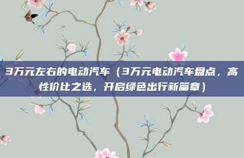 3万元左右的电动汽车（3万元电动汽车盘点，高性价比之选，开启绿色出行新篇章）