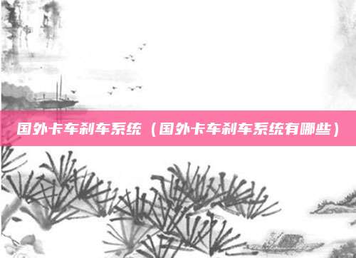 国外卡车刹车系统(国外卡车刹车系统有哪些)