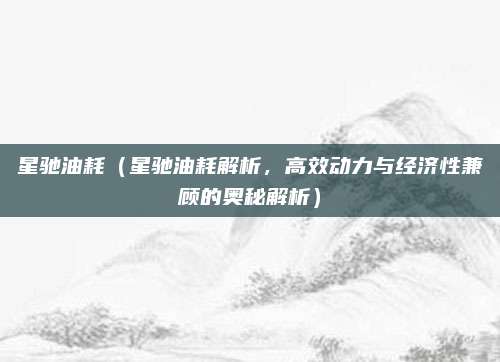 星驰油耗(星驰油耗解析,高效动力与经济性兼顾的奥秘解析)