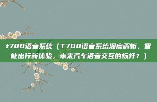t700语音系统（T700语音系统深度解析，智能出行新体验，未来汽车语音交互的标杆？）