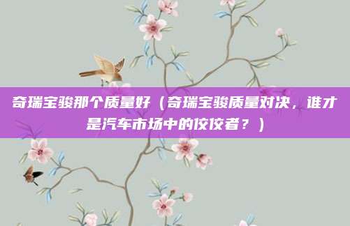 奇瑞宝骏那个质量好(奇瑞宝骏质量对决,谁才是汽车市场中的佼佼者?)