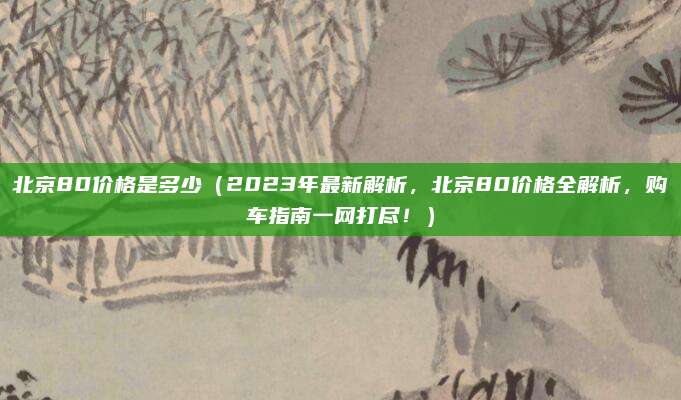 北京80价格是多少(2023年最新解析,北京80价格全解析,购车指南一网打尽!)