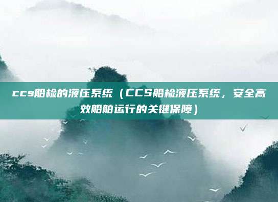 ccs船检的液压系统（CCS船检液压系统，安全高效船舶运行的关键保障）