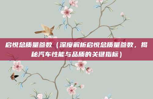 启悦总质量参数（深度解析启悦总质量参数，揭秘汽车性能与品质的关键指标）