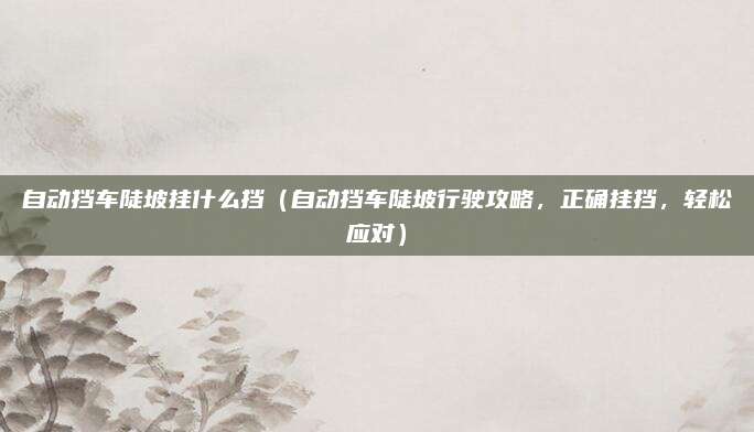 自动挡车陡坡挂什么挡(自动挡车陡坡行驶攻略,正确挂挡,轻松应对)
