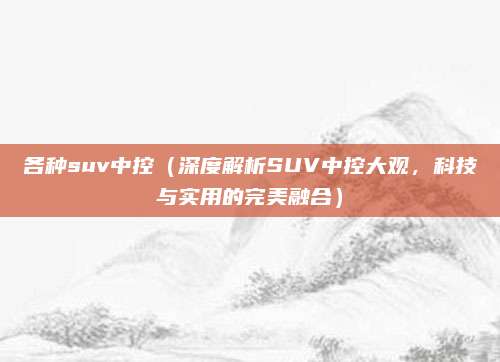 各种suv中控（深度解析SUV中控大观，科技与实用的完美融合）