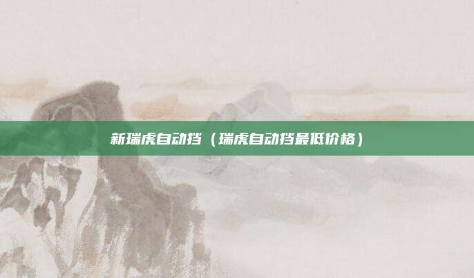 新瑞虎自动挡(瑞虎自动挡最低价格)