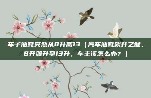 车子油耗突然从8升高13（汽车油耗飙升之谜，8升飙升至13升，车主该怎么办？）