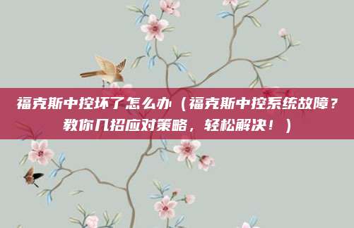 福克斯中控坏了怎么办（福克斯中控系统故障？教你几招应对策略，轻松解决！）