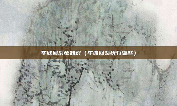 车联网系统知识(车联网系统有哪些)