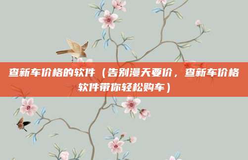 查新车价格的软件(告别漫天要价,查新车价格软件带你轻松购车)