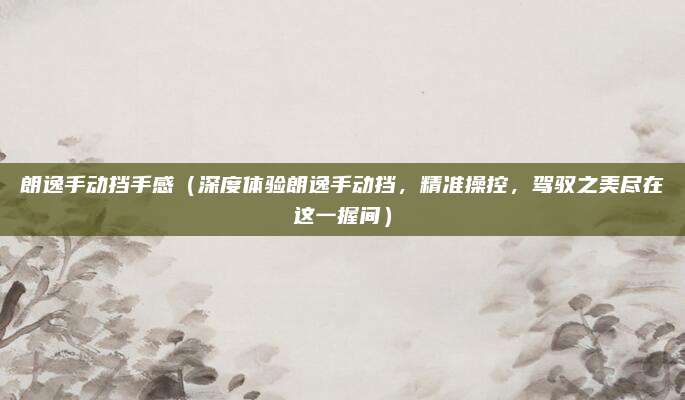 朗逸手动挡手感(深度体验朗逸手动挡,精准操控,驾驭之美尽在这一握间)