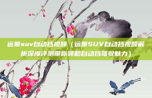 远景suv自动挡视频（远景SUV自动挡视频解析深度评测带你领略自动挡驾驭魅力）