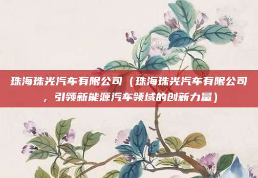 珠海珠光汽车有限公司（珠海珠光汽车有限公司，引领新能源汽车领域的创新力量）
