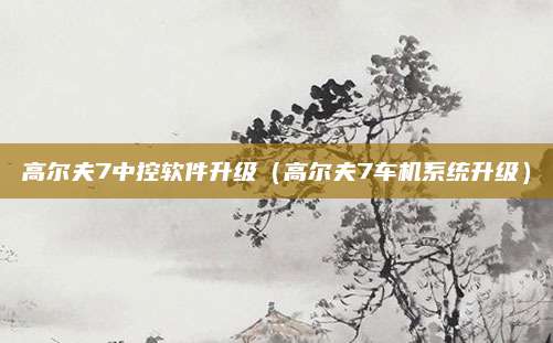 高尔夫7中控软件升级(高尔夫7车机系统升级)