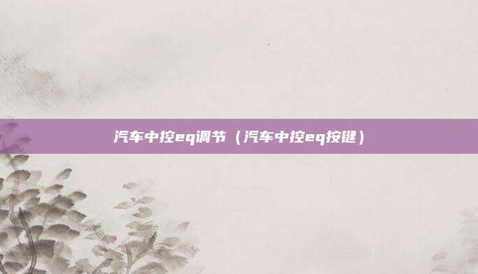汽车中控eq调节(汽车中控eq按键)