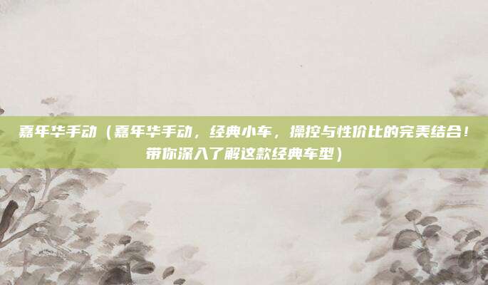 嘉年华手动(嘉年华手动,经典小车,操控与性价比的完美结合!带你深入了解这款经典车型)