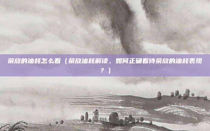 荣放的油耗怎么看(荣放油耗解读,如何正确看待荣放的油耗表现?)