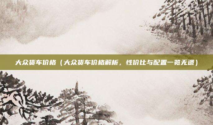 大众货车价格(大众货车价格解析,性价比与配置一览无遗)