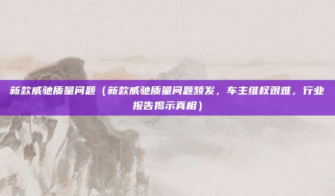 新款威驰质量问题(新款威驰质量问题频发,车主维权艰难,行业报告揭示真相)