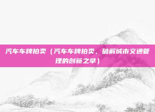 汽车车牌拍卖(汽车车牌拍卖,破解城市交通管理的创新之举)