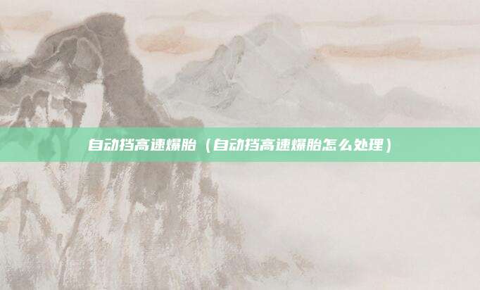 自动挡高速爆胎(自动挡高速爆胎怎么处理)