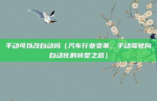 手动可以改自动吗(汽车行业变革,手动驾驶向自动化的转型之路)