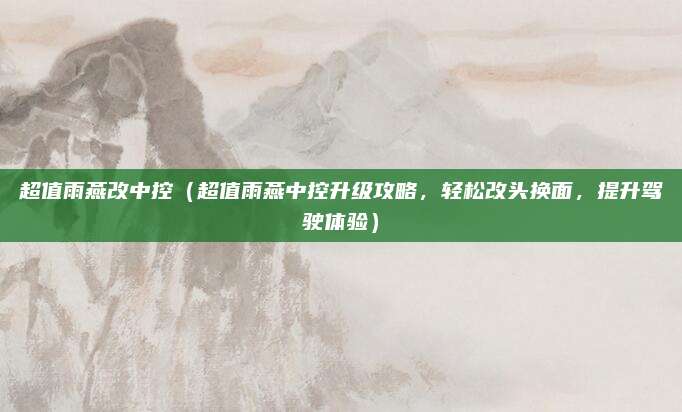 超值雨燕改中控(超值雨燕中控升级攻略,轻松改头换面,提升驾驶体验)