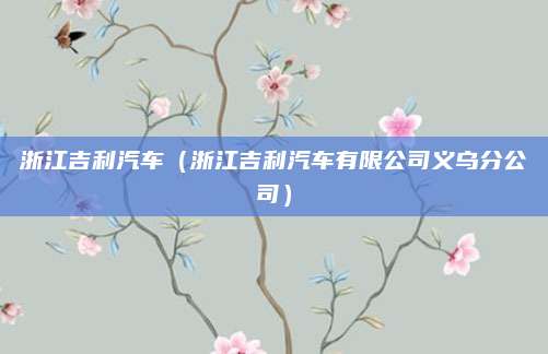 浙江吉利汽车(浙江吉利汽车有限公司义乌分公司)