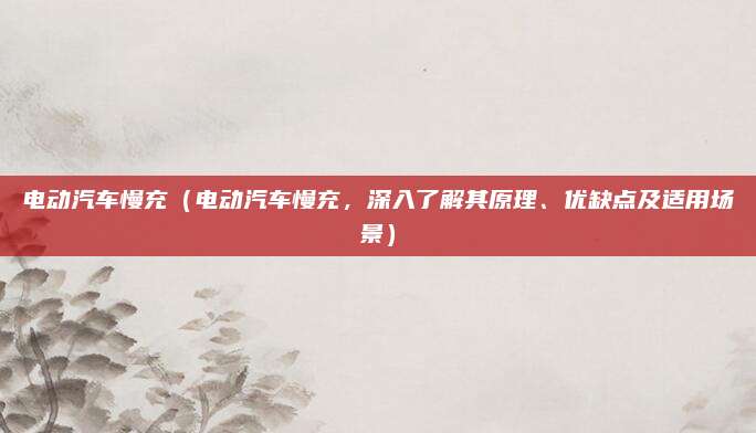电动汽车慢充(电动汽车慢充,深入了解其原理、优缺点及适用场景)