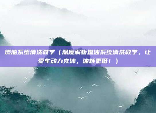 燃油系统清洗教学(深度解析燃油系统清洗教学,让爱车动力充沛,油耗更低!)
