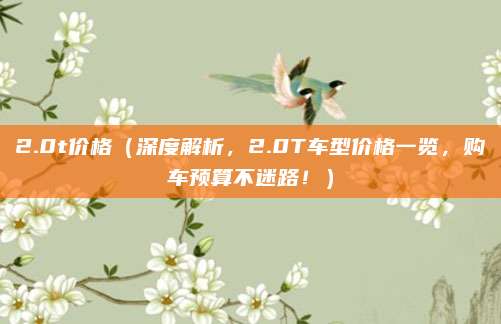 2.0t价格(深度解析,2.0T车型价格一览,购车预算不迷路!)