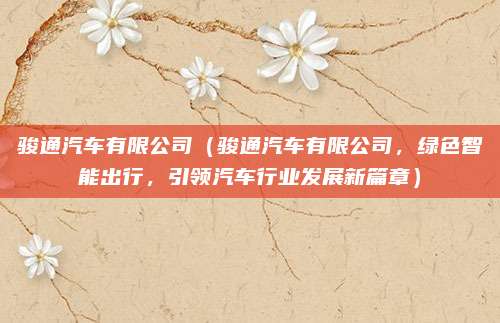 骏通汽车有限公司(骏通汽车有限公司,绿色智能出行,引领汽车行业发展新篇章)