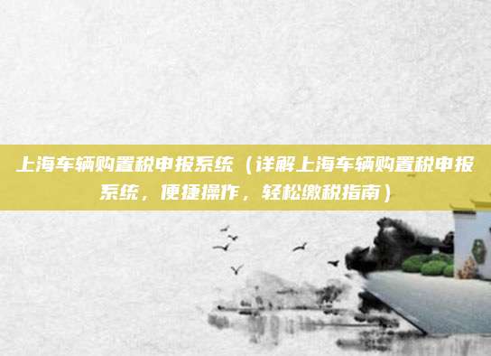 上海车辆购置税申报系统(详解上海车辆购置税申报系统,便捷操作,轻松缴税指南)