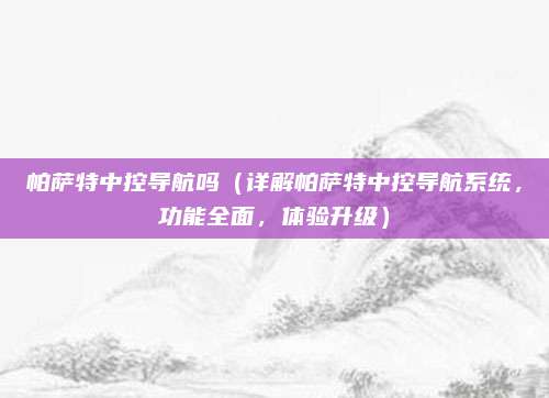 帕萨特中控导航吗(详解帕萨特中控导航系统,功能全面,体验升级)