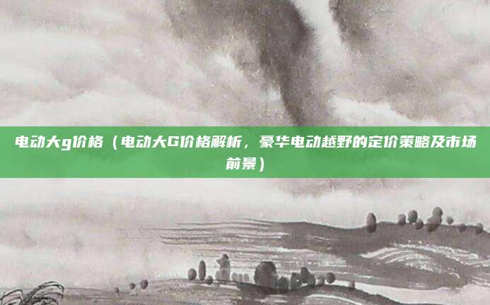 电动大g价格(电动大G价格解析,豪华电动越野的定价策略及市场前景)