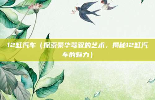 12缸汽车(探索豪华驾驭的艺术,揭秘12缸汽车的魅力)