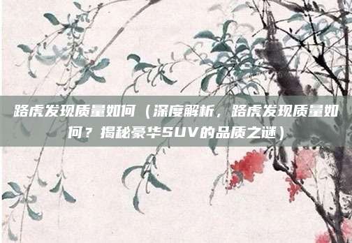 路虎发现质量如何(深度解析,路虎发现质量如何?揭秘豪华SUV的品质之谜)