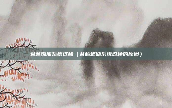 君越燃油系统过稀(君越燃油系统过稀的原因)