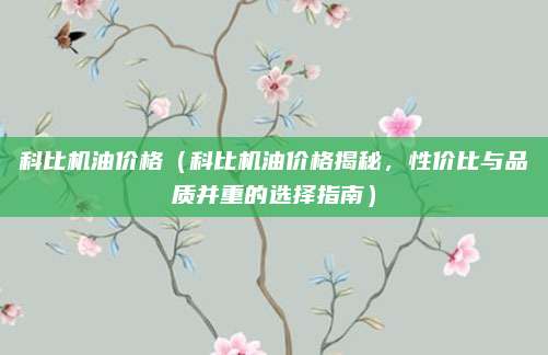 科比机油价格（科比机油价格揭秘，性价比与品质并重的选择指南）