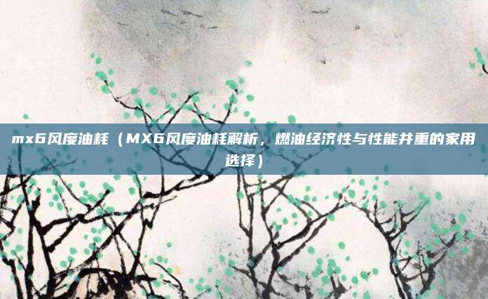 mx6风度油耗(MX6风度油耗解析,燃油经济性与性能并重的家用选择)