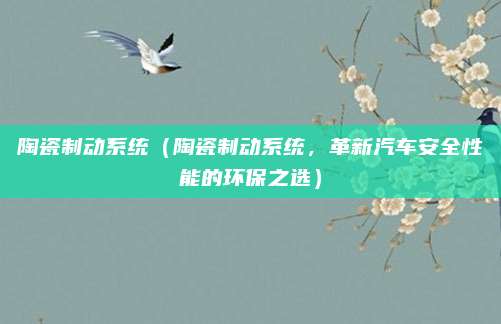 陶瓷制动系统(陶瓷制动系统,革新汽车安全性能的环保之选)