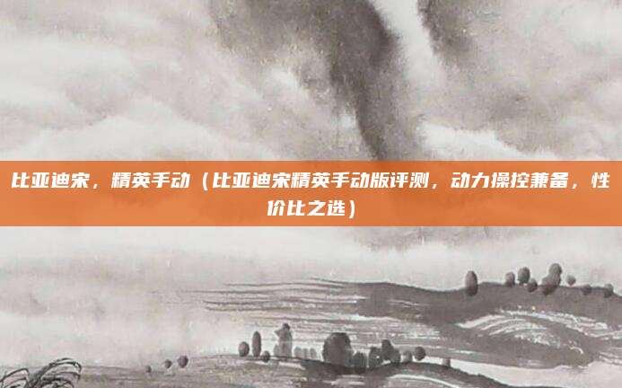 比亚迪宋,精英手动(比亚迪宋精英手动版评测,动力操控兼备,性价比之选)