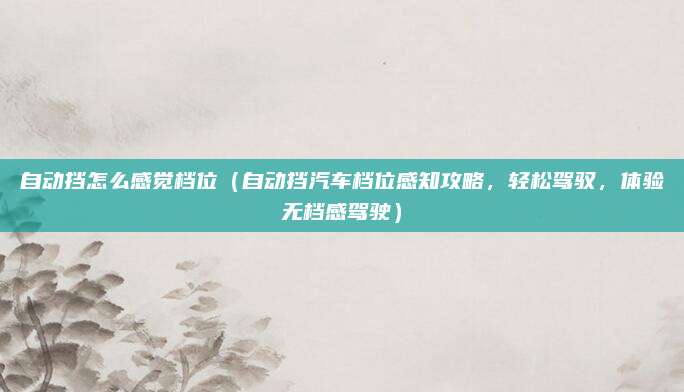 自动挡怎么感觉档位(自动挡汽车档位感知攻略,轻松驾驭,体验无档感驾驶)