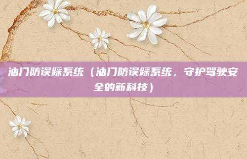 油门防误踩系统(油门防误踩系统,守护驾驶安全的新科技)
