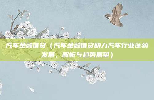 汽车金融信贷(汽车金融信贷助力汽车行业蓬勃发展,解析与趋势展望)